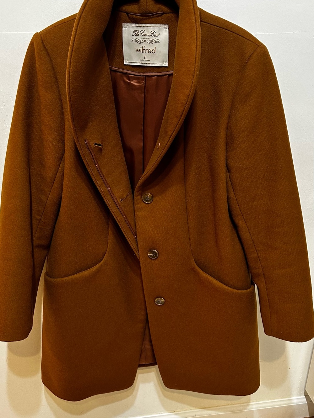 Wilfred Chestnut Brown Wool-Blend Pea Coat - Picture 3 of 5